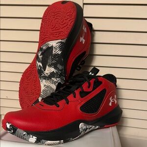 Under Armour LOCKDOWN 6 Red and Black Athletic Basketball Shoes